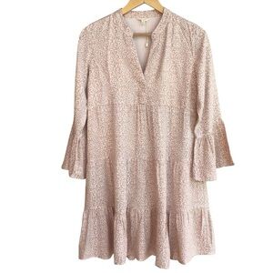 Sim & Sam Animal Print Bell Sleeve Tiered Mini Dress NEW